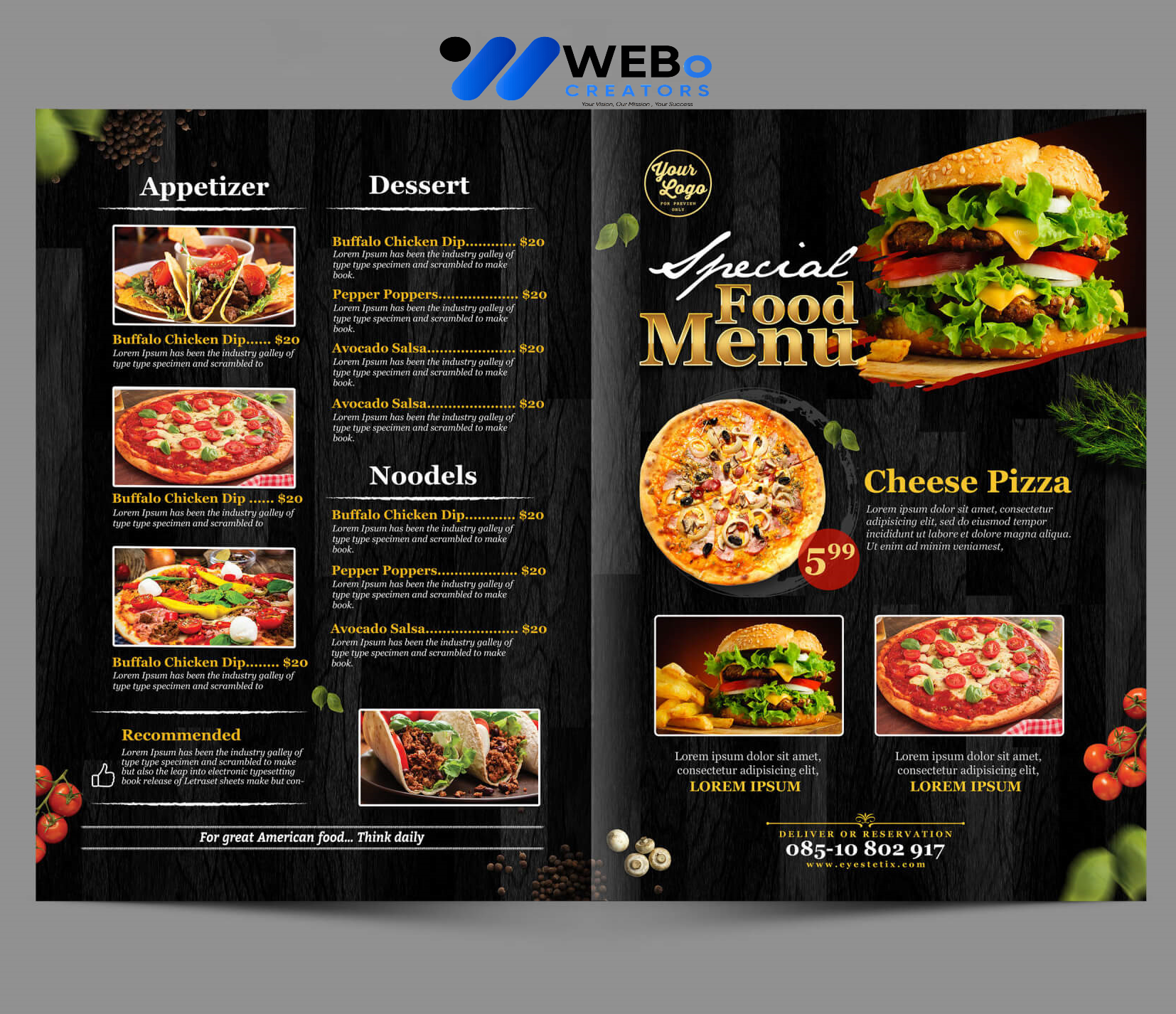 Modern restaurant menu design Honolulu ,Hawaii 2026 café menu layout food branding design services